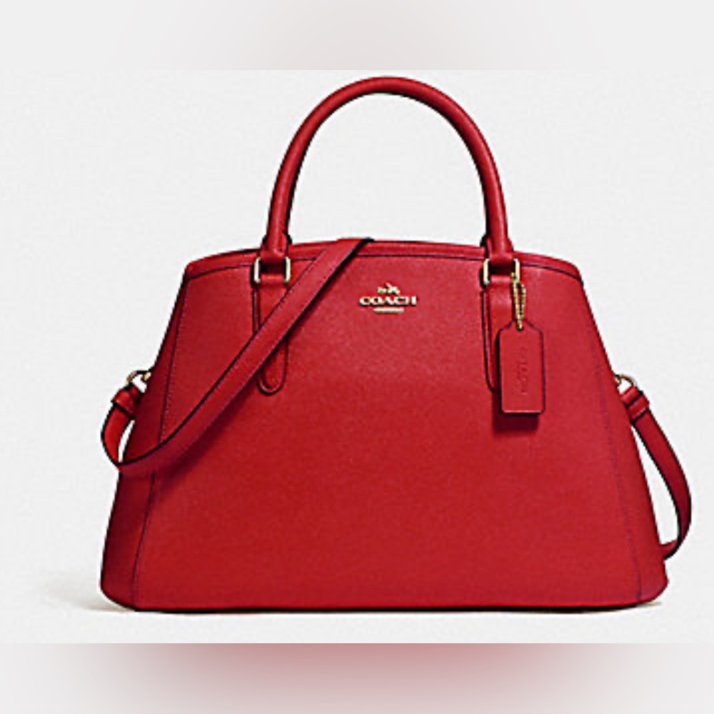 COACH Minetta Crossgrain Leather Satchel Handbag F57527 Crossbody Purse Red